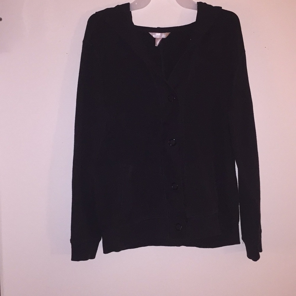 White Stag Black Hooded Cardigan